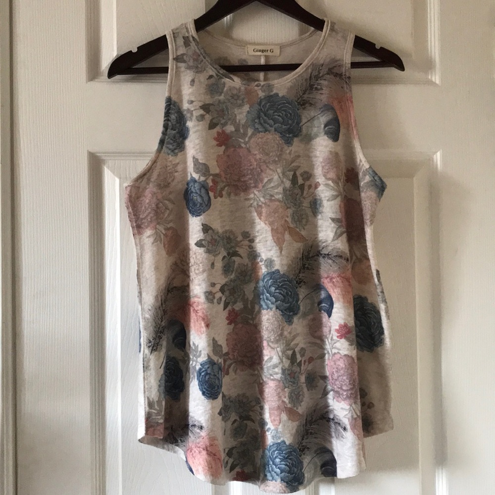 Ginger G floral botanical boho tank top